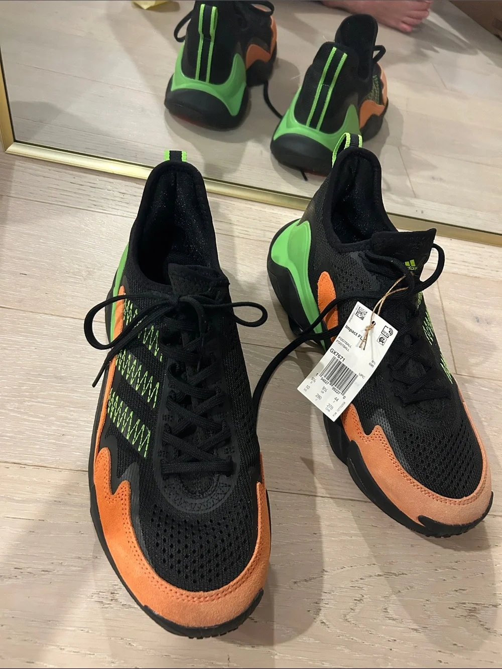 NEW Adidas Impact FLX Training Shoes GX7671 Black Green Orange Men’s 10
